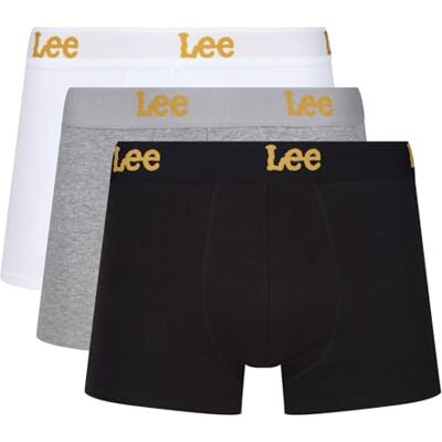 Lee Set van 3 boxershorts voor heren, zacht aanvoelend, katoen, zwart/wit/grijs, M Lee Set van 3 boxershorts voor heren, zacht aanvoelend, katoen, zwart/wit/grijs, M