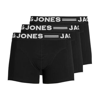 Jack & Jones Sense Trunks Boxershorts voor heren, 3 stuks, Zwarte riem, XL XL Jack & Jones Sense Trunks Boxershorts voor heren, 3 stuks, Zwarte riem, XL XL