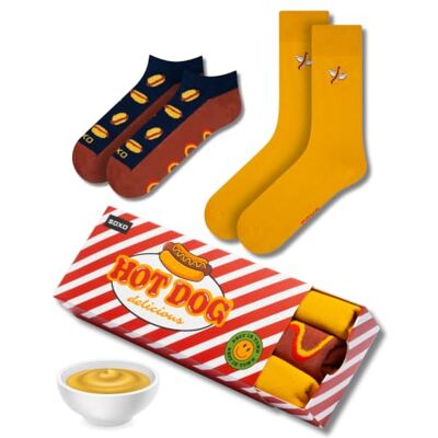 soxo Fast Food Grappige damessokken, cadeau voor heren, fantasie, sokken, cadeau-idee, 40-45, Hot Dog, 2 paar 40-45 soxo Fast Food Grappige damessokken, cadeau voor heren, fantasie, sokken, cadeau-idee, 40-45, Hot Dog, 2 paar 40-45