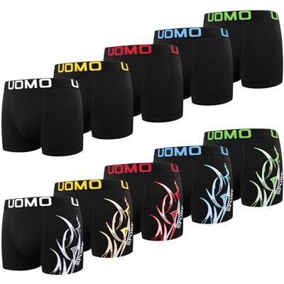 L&K 1116 Boxershorts voor heren, retrostijl, katoen, zwart, meerkleurig, 10 stuks, Meerkleurige set K 4XL L&K 1116 Boxershorts voor heren, retrostijl, katoen, zwart, meerkleurig, 10 stuks, Meerkleurige set K 4XL
