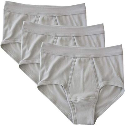 HERMKO 3240 3 stuks herenslips met zachte opening en tailleband van biologisch katoen, grijs, S S HERMKO 3240 3 stuks herenslips met zachte opening en tailleband van biologisch katoen, grijs, S S