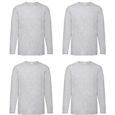 Fruit of the Loom Set van 4 T-shirts met lange mouwen, kleuren naar keuze, grijs. M Fruit of the Loom Set van 4 T-shirts met lange mouwen, kleuren naar keuze, grijs. M