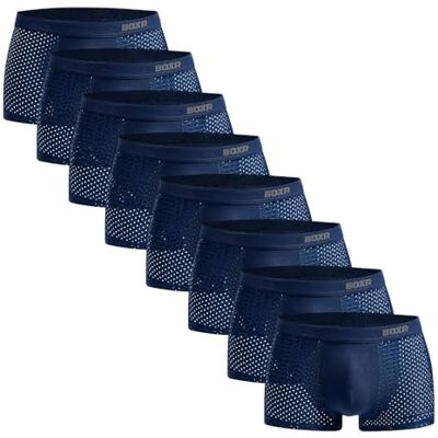 BOXR Underwear Boxershorts van bamboe, set van 8 stuks, zacht als zijde, ademend en milieuvriendelijk Comfortabel en milieuvriendelijk (S 3XL), Blauw L BOXR Underwear Boxershorts van bamboe, set van 8 stuks, zacht als zijde, ademend en milieuvriendelijk Comfortabel en milieuvriendelijk (S 3XL), Blauw L