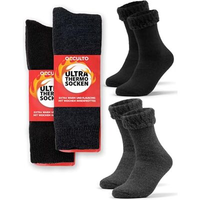 Occulto Thermische sokken voor dames en heren, set van 2 (model: Yuki) zwart antraciet 39-42 39-42 Occulto Thermische sokken voor dames en heren, set van 2 (model: Yuki) zwart antraciet 39-42 39-42