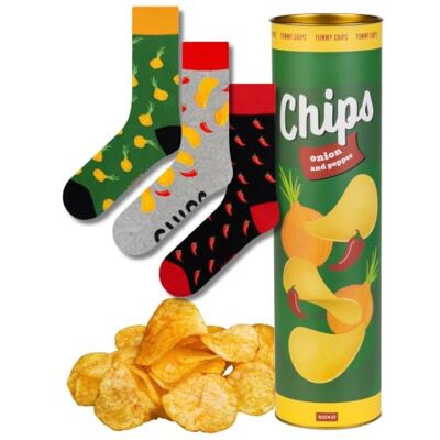 soxo Fast Food Grappige damessokken, cadeau voor heren, fantasie, sokken, cadeau-idee, 35-40 chips, 3 paar 35-40 soxo Fast Food Grappige damessokken, cadeau voor heren, fantasie, sokken, cadeau-idee, 35-40 chips, 3 paar 35-40
