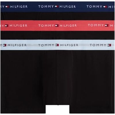 Tommy Hilfiger Set van 3 boxershorts voor heren met logo op de tailleband, groen (Frs Cran/Swt Blu/Nght Sky), S S Tommy Hilfiger Set van 3 boxershorts voor heren met logo op de tailleband, groen (Frs Cran/Swt Blu/Nght Sky), S S
