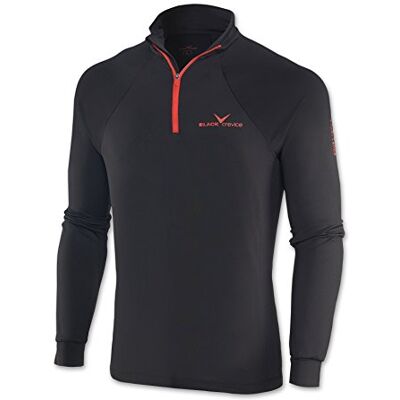 Black Crevice skishirt, Herenoverhemd met ritssluiting, zwart/rood, maat S Black Crevice skishirt, Herenoverhemd met ritssluiting, zwart/rood, maat S