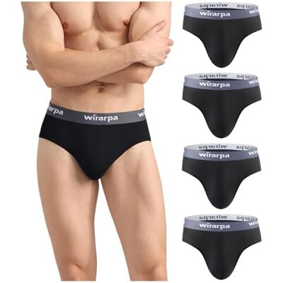 wirarpa Set van 4 herenslips van zacht modal met brede taille zonder gulp, zwart., L L wirarpa Set van 4 herenslips van zacht modal met brede taille zonder gulp, zwart., L L