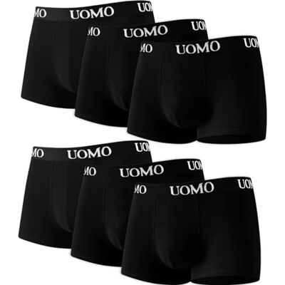 Poligono Boxershorts voor heren, set van 6 katoenen boxershorts voor heren, comfortabel ondergoed voor heren, verschillende kleuren, zwart, 6XL 6XL Poligono Boxershorts voor heren, set van 6 katoenen boxershorts voor heren, comfortabel ondergoed voor heren, verschillende kleuren, zwart, 6XL 6XL