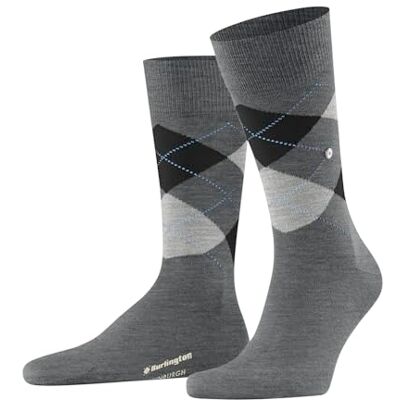 Burlington Edinburgh Herensokken, ademend, klimaatregulerend, geurremmend, wol, fantasiepatroon, argyle, warm, platte teennaad, voor dagelijks leven en werk, 1 paar, Grijs (Asfalt Melange 3180), Eén Eén maat Burlington Edinburgh Herensokken, ademend, klimaatregulerend, geurremmend, wol, fantasiepatroon, argyle, warm, platte teennaad, voor dagelijks leven en werk, 1 paar, Grijs (Asfalt Melange 3180), Eén Eén maat