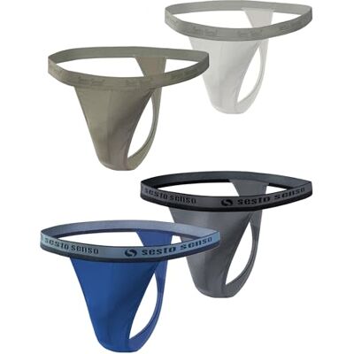 sesto senso 1-4 stuks katoenen strings voor heren, sportstrings, Donkerbeige, donkerblauw, grafiet, lichtbeige, L L sesto senso 1-4 stuks katoenen strings voor heren, sportstrings, Donkerbeige, donkerblauw, grafiet, lichtbeige, L L
