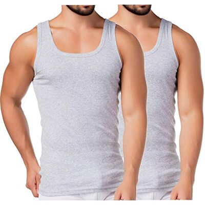 BestSale247 Klassiek onderhemd voor heren, verpakking van 2 of 4 tanktops in wit, zwart of grijs gemêleerd, fijne rib (glad), 100% katoen, Grijs gemêleerd/2 stuks, XXL XXL BestSale247 Klassiek onderhemd voor heren, verpakking van 2 of 4 tanktops in wit, zwart of grijs gemêleerd, fijne rib (glad), 100% katoen, Grijs gemêleerd/2 stuks, XXL XXL