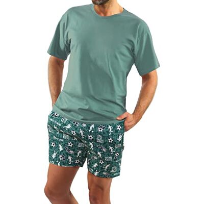 sesto senso Pyjama voor heren, kort, katoen, set met T-shirt en broek, korte mouwen, zomer M sesto senso Pyjama voor heren, kort, katoen, set met T-shirt en broek, korte mouwen, zomer M