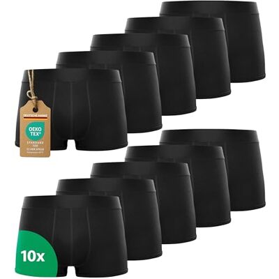 Kemes Set van 10 boxershorts van katoen, zwart, ademend ondergoed voor heren, zwart. XL Kemes Set van 10 boxershorts van katoen, zwart, ademend ondergoed voor heren, zwart. XL