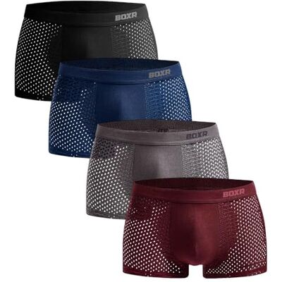 BOXR Underwear Boxershorts van bamboe, set van 4 stuks, zacht als zijde, ademend en milieuvriendelijk Comfortabel en milieuvriendelijk (S-3XL)., Meerkleurig XL BOXR Underwear Boxershorts van bamboe, set van 4 stuks, zacht als zijde, ademend en milieuvriendelijk Comfortabel en milieuvriendelijk (S-3XL)., Meerkleurig XL