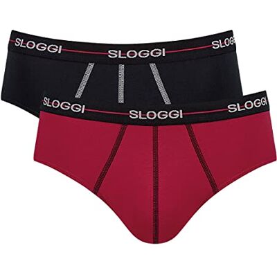 Sloggi Men Start Midi C2P Box herenslips, blauw/rood, 2 stuks XL Sloggi Men Start Midi C2P Box herenslips, blauw/rood, 2 stuks XL