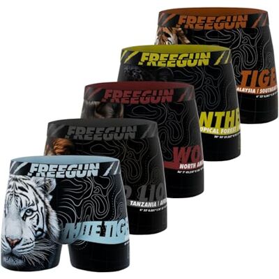 FREEGUN Boxer Fgdbz/1/Bm/Pk5 Herenondergoed, zwart/wit/turquoise/bruin/geel/rood XXL FREEGUN Boxer Fgdbz/1/Bm/Pk5 Herenondergoed, zwart/wit/turquoise/bruin/geel/rood XXL