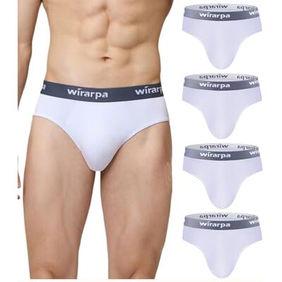 wirarpa Set van 4 herenslips van zacht modal met brede taille zonder gulp, Wit., M M wirarpa Set van 4 herenslips van zacht modal met brede taille zonder gulp, Wit., M M