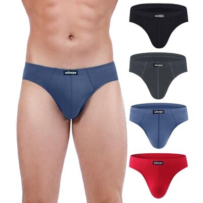wirarpa Katoenen ondergoed voor heren, multipack, klassiek ondergoed, zachte tailleband, zwart/donkergrijs/rood/blauw, M M wirarpa Katoenen ondergoed voor heren, multipack, klassiek ondergoed, zachte tailleband, zwart/donkergrijs/rood/blauw, M M