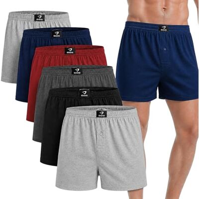 SGS Set van 10 of 6 boxershorts voor heren, zacht, losjes, 100% katoen, comfortabele en ademende boxershorts, set van 6 boxershorts zonder opening, 3XL 3XL SGS Set van 10 of 6 boxershorts voor heren, zacht, losjes, 100% katoen, comfortabele en ademende boxershorts, set van 6 boxershorts zonder opening, 3XL 3XL