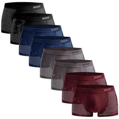 BOXR Underwear , Boxershorts van bamboe, 8 stuks, zacht, ademend, perfecte grip, voor heren (S-3XL) (XXL, meerkleurig) XXL BOXR Underwear , Boxershorts van bamboe, 8 stuks, zacht, ademend, perfecte grip, voor heren (S-3XL) (XXL, meerkleurig) XXL
