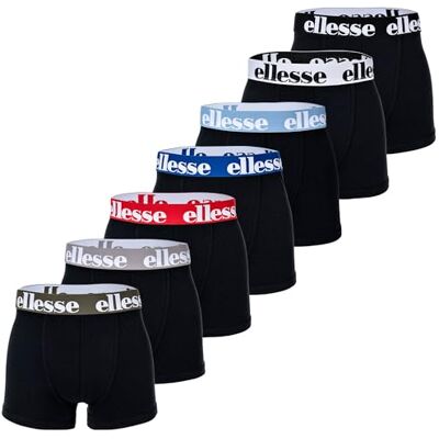 Ellesse Yema Boxershorts voor heren, met logo, zonder zak, katoen, stretch, verpakking van 7 stuks, Zwart/Multi3, 6XL 6XL Ellesse Yema Boxershorts voor heren, met logo, zonder zak, katoen, stretch, verpakking van 7 stuks, Zwart/Multi3, 6XL 6XL