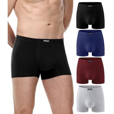 wirarpa Set van 4 comfortabele boxershorts van zacht katoen zonder gulp voor heren, zwart/grijs gemêleerd/rood/donkerblauw, XL XL wirarpa Set van 4 comfortabele boxershorts van zacht katoen zonder gulp voor heren, zwart/grijs gemêleerd/rood/donkerblauw, XL XL