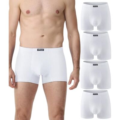 wirarpa Set van 4 comfortabele boxershorts van zacht katoen zonder gulp voor heren, Wit., L L wirarpa Set van 4 comfortabele boxershorts van zacht katoen zonder gulp voor heren, Wit., L L