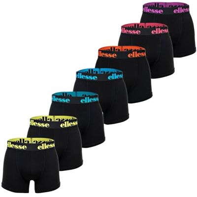 Ellesse Yema Boxershorts voor heren, met logo, zonder zak, katoen, stretch, verpakking van 7 stuks, Zwart/Mutli4, XXL XXL Ellesse Yema Boxershorts voor heren, met logo, zonder zak, katoen, stretch, verpakking van 7 stuks, Zwart/Mutli4, XXL XXL