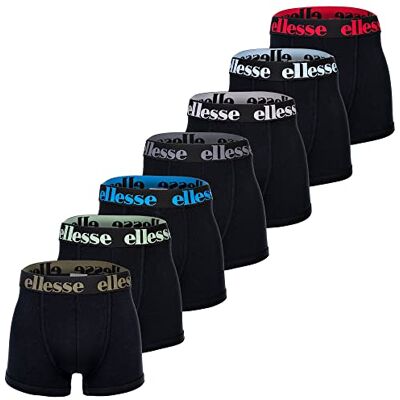 Ellesse Set van 7 Yema boxershorts voor heren, met logo, zonder zak, van stretchkatoen, zwart/meerkleurig, XL XL Ellesse Set van 7 Yema boxershorts voor heren, met logo, zonder zak, van stretchkatoen, zwart/meerkleurig, XL XL