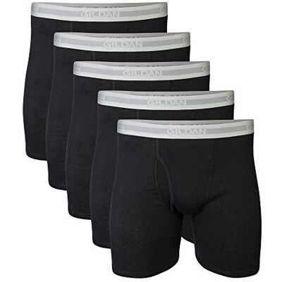 Gildan Underwear Boxershorts, multipack boxershorts voor heren (5 stuks), Zwart (5 stuks, klassieke lengte), M M Gildan Underwear Boxershorts, multipack boxershorts voor heren (5 stuks), Zwart (5 stuks, klassieke lengte), M M