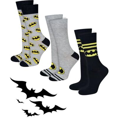 soxo DC Comics The Batman Superman herensokken, fantasie, originele sokken, 40-45, Batman, 3 paar 40-45 soxo DC Comics The Batman Superman herensokken, fantasie, originele sokken, 40-45, Batman, 3 paar 40-45
