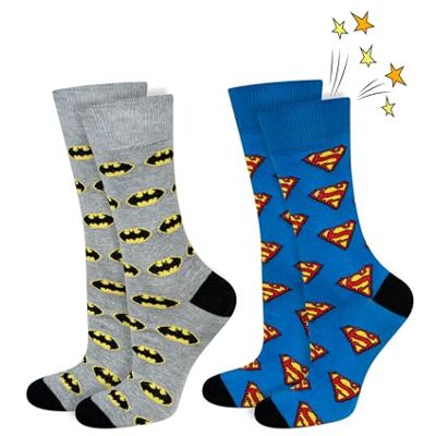 soxo DC Comics The Batman Superman herensokken, fantasie, originele sokken, 40-45, 1-3 paar, Batman Superman Logo 2 paar, 40-45 40-45 soxo DC Comics The Batman Superman herensokken, fantasie, originele sokken, 40-45, 1-3 paar, Batman Superman Logo 2 paar, 40-45 40-45