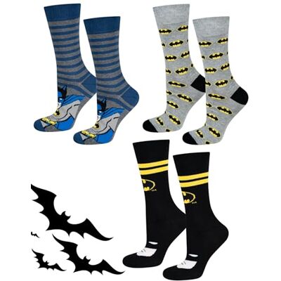 soxo DC Comics The Batman Superman herensokken, fantasie, originele sokken, 40-45, Batman, blauw, 3 paar 40-45 soxo DC Comics The Batman Superman herensokken, fantasie, originele sokken, 40-45, Batman, blauw, 3 paar 40-45