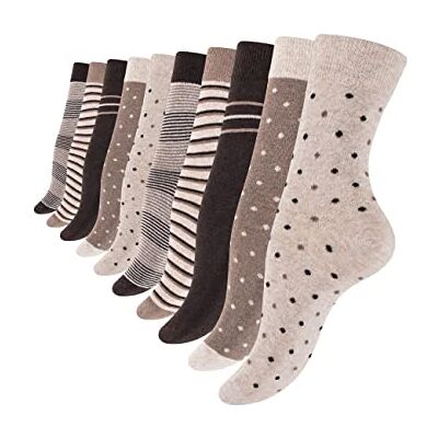 Vincent 10 paar schattige damessokken & meisjessokken Dot's and Stripes, katoen gestippeld en gestreept 35-38 Vincent 10 paar schattige damessokken & meisjessokken Dot's and Stripes, katoen gestippeld en gestreept 35-38