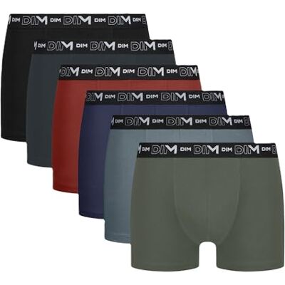 DIM. Boxershorts voor heren, katoen, stretch, ademend, optimale grip, 6 stuks, zwart/grijs/groen/blauw/rood, XL XL DIM. Boxershorts voor heren, katoen, stretch, ademend, optimale grip, 6 stuks, zwart/grijs/groen/blauw/rood, XL XL