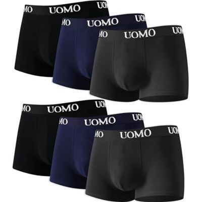 Poligono Set van 6 boxershorts voor heren, comfortabele slips, elastische katoenen slips, herenondergoed in verschillende kleuren, zwart, blauw, grijs, zwart, blauw, grijs, M M Poligono Set van 6 boxershorts voor heren, comfortabele slips, elastische katoenen slips, herenondergoed in verschillende kleuren, zwart, blauw, grijs, zwart, blauw, grijs, M M