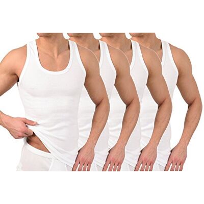 BestSale247 Klassiek onderhemd voor heren, verpakking van 2 of 4 tanktops in wit, zwart of grijs gemêleerd, fijne rib (glad), 100% katoen, Wit, L L BestSale247 Klassiek onderhemd voor heren, verpakking van 2 of 4 tanktops in wit, zwart of grijs gemêleerd, fijne rib (glad), 100% katoen, Wit, L L
