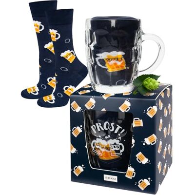 soxo Biersokken voor heren, grappig cadeau, fantasie, origineel, katoen, sokken, geschenken, 40-45 sokken, blauw, 1 paar + pint 40-45 soxo Biersokken voor heren, grappig cadeau, fantasie, origineel, katoen, sokken, geschenken, 40-45 sokken, blauw, 1 paar + pint 40-45