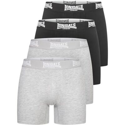 Lonsdale East Challow Boxershorts voor heren (4 stuks), zwart/marl grijs, S S Lonsdale East Challow Boxershorts voor heren (4 stuks), zwart/marl grijs, S S