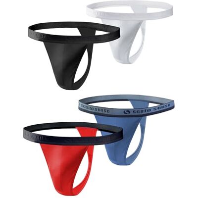 sesto senso Heren Gstring Ondergoed 1 tot 4 Pack Katoen Sexy Thong Panties, 4 Pack Rood, Jeans, Zwart, Wit, XXL XXL sesto senso Heren Gstring Ondergoed 1 tot 4 Pack Katoen Sexy Thong Panties, 4 Pack Rood, Jeans, Zwart, Wit, XXL XXL
