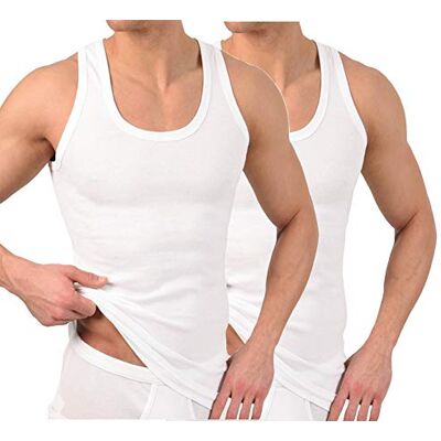 BestSale247 Set van 2 of 4 klassieke onderhemden voor heren, tanktops in wit, zwart of grijs gemêleerd, fijne rib (glad), 100% katoen, wit, verpakking van 2, XL XL BestSale247 Set van 2 of 4 klassieke onderhemden voor heren, tanktops in wit, zwart of grijs gemêleerd, fijne rib (glad), 100% katoen, wit, verpakking van 2, XL XL
