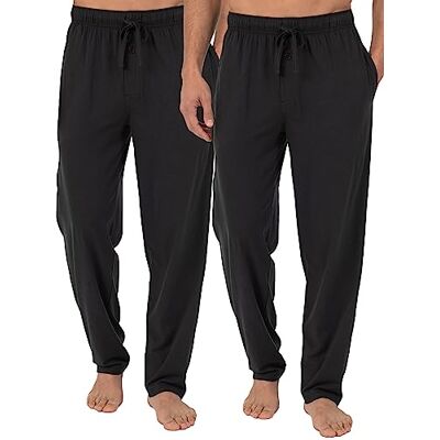 Fruit of the Loom Slaapbroek van jersey, gebreide pyjamabroek voor heren (2 stuks), zwart/zwart (2 stuks) 2X Fruit of the Loom Slaapbroek van jersey, gebreide pyjamabroek voor heren (2 stuks), zwart/zwart (2 stuks) 2X