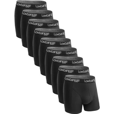Lowbangge Boxershorts voor heren, sportboxershorts, set van 9 stuks, katoen, Zwart 9 XXL Lowbangge Boxershorts voor heren, sportboxershorts, set van 9 stuks, katoen, Zwart 9 XXL