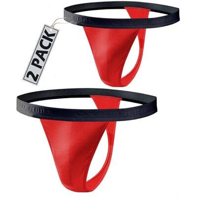 sesto senso Set van 1 tot 4 katoenen herenstrings, 2 stuks rood XL sesto senso Set van 1 tot 4 katoenen herenstrings, 2 stuks rood XL