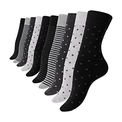 Vincent 10 paar schattige damessokken & meisjessokken Dot's and Stripes, katoen gestippeld en gestreept 35-38 Vincent 10 paar schattige damessokken & meisjessokken Dot's and Stripes, katoen gestippeld en gestreept 35-38