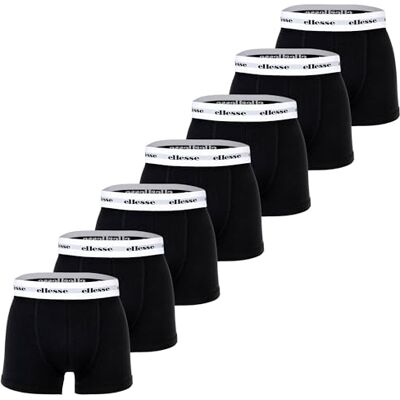 Ellesse Set van 7 Yema boxershorts voor heren, met logo, zonder zak, van stretchkatoen, Zwart 2 XXL Ellesse Set van 7 Yema boxershorts voor heren, met logo, zonder zak, van stretchkatoen, Zwart 2 XXL