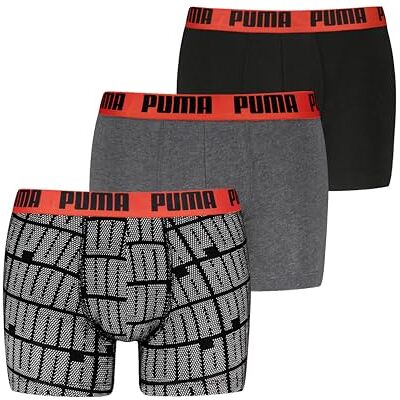 Puma Logo Print Boxer Heren (3 stuks), Zwart/Trots Rood, S S Puma Logo Print Boxer Heren (3 stuks), Zwart/Trots Rood, S S