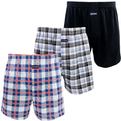 Kacouni Set van 3 boxershorts voor heren, 100% katoen, gebreid, losse pasvorm, zacht en ademend, boxershorts voor heren, maat M-3XL, 3 x Mix02 (zwart/rood rooster) L Kacouni Set van 3 boxershorts voor heren, 100% katoen, gebreid, losse pasvorm, zacht en ademend, boxershorts voor heren, maat M-3XL, 3 x Mix02 (zwart/rood rooster) L