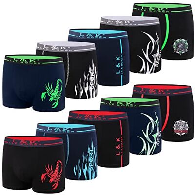 L&K 1102 Boxershorts voor heren, 10 stuks, retrostijl, met leuk patroon, van katoen XXL L&K 1102 Boxershorts voor heren, 10 stuks, retrostijl, met leuk patroon, van katoen XXL